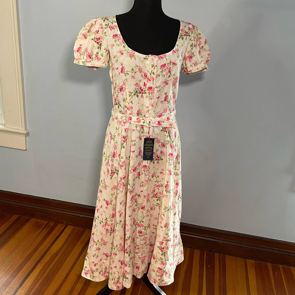 Floral Linen Elizabeth Dress Sweet Pea POLO Ralph Lauren Size 2 NWT - Picture 3 of 15